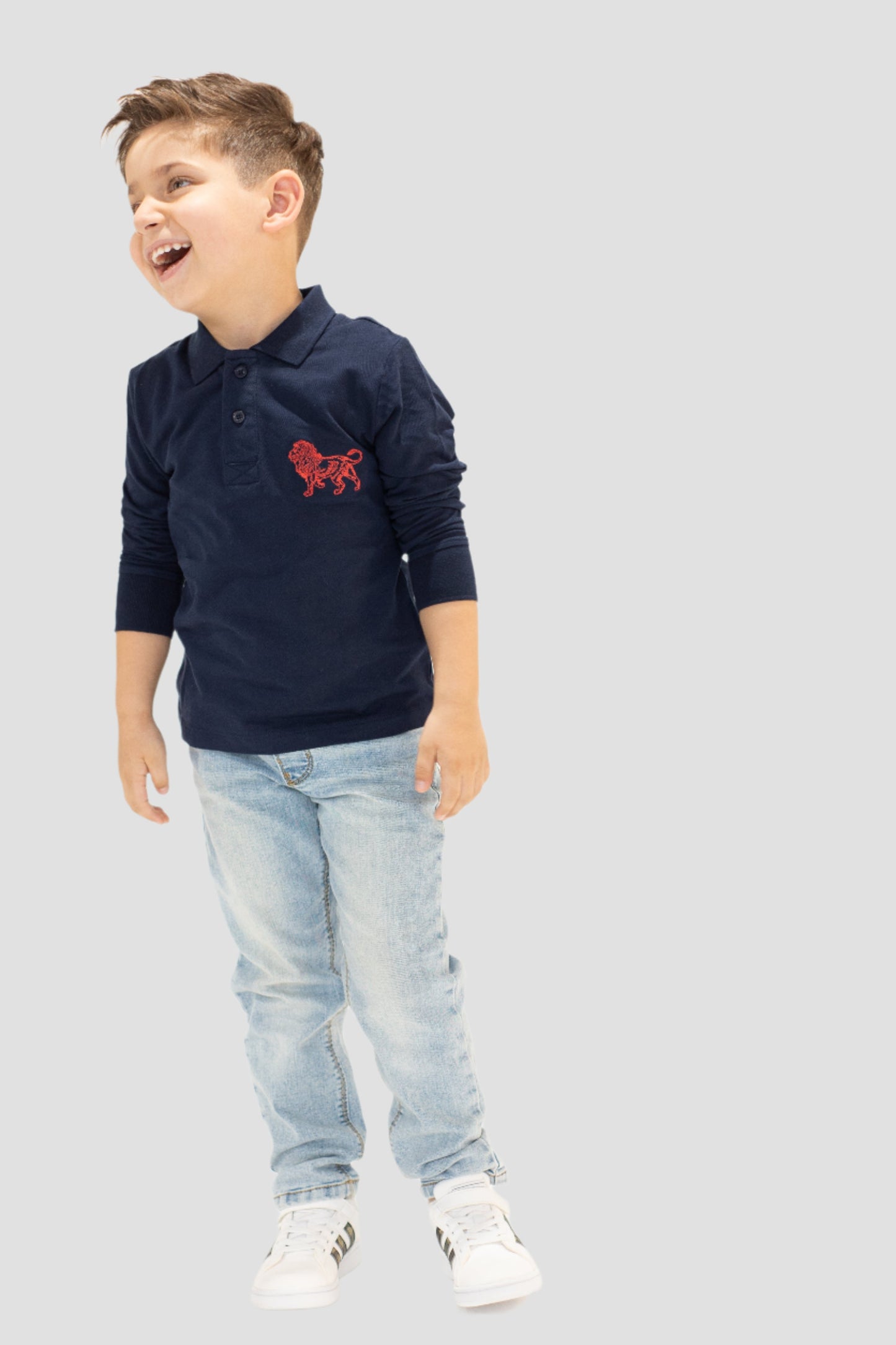 Boys Long Sleeve Polo - Navy