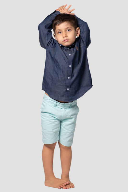 Boys Cotton Shorts - Eucalyptus Steam