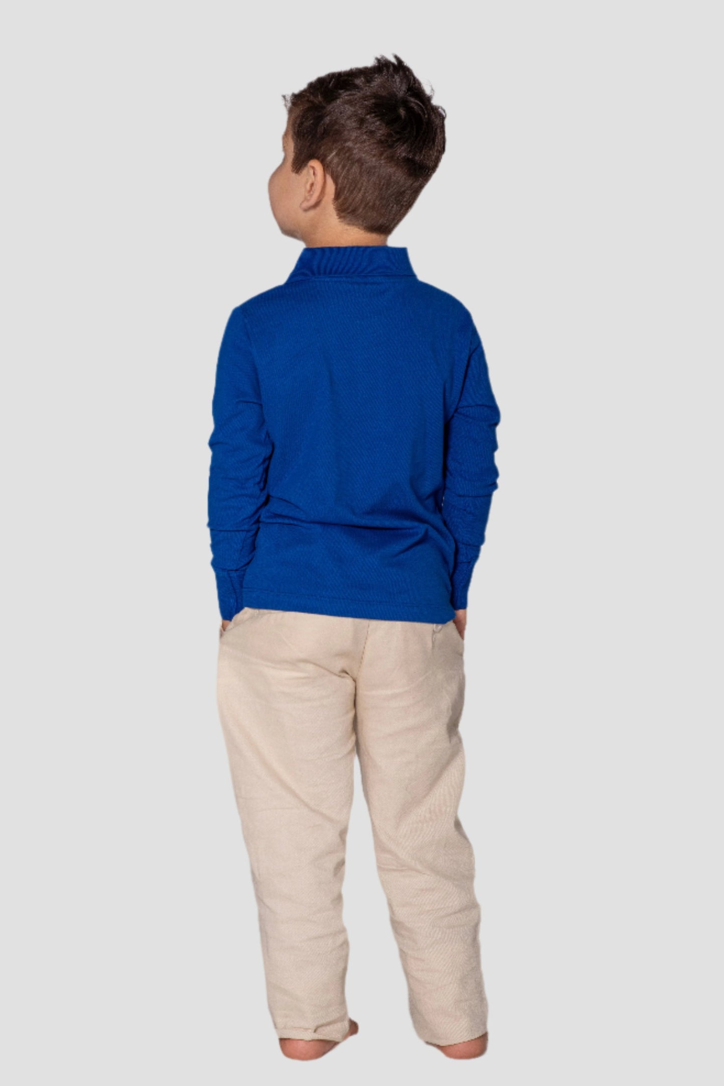 Boys Long Sleeve Polo - Blue