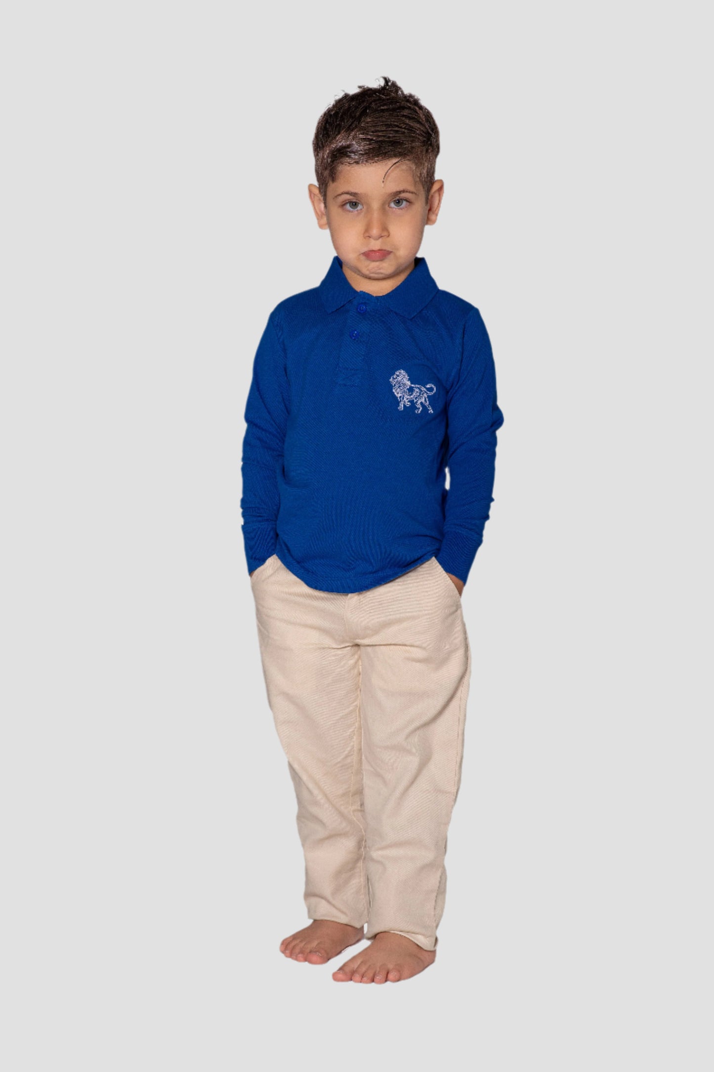 Boys Long Sleeve Polo - Blue