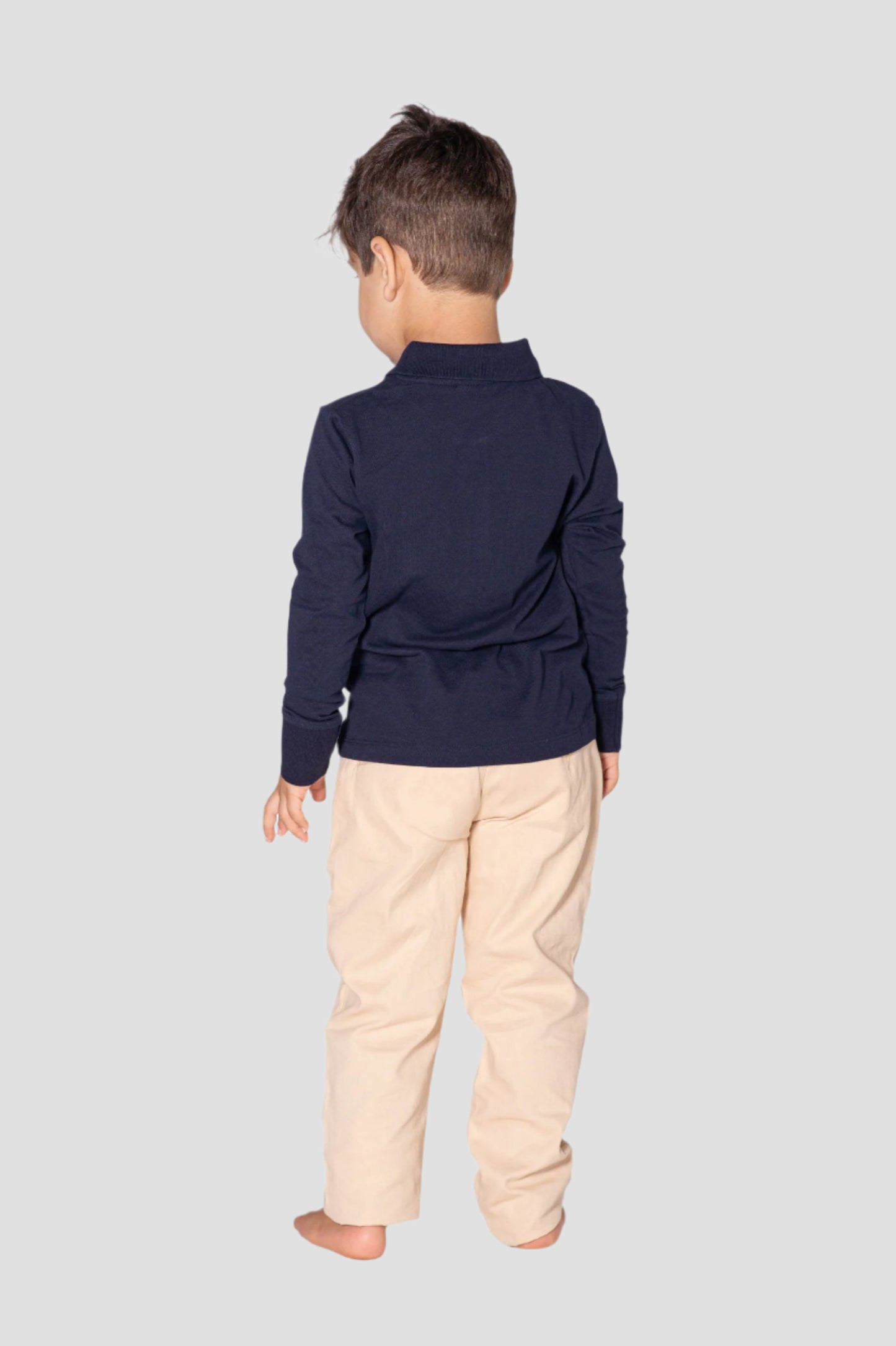 Boys Long Sleeve Polo - Navy