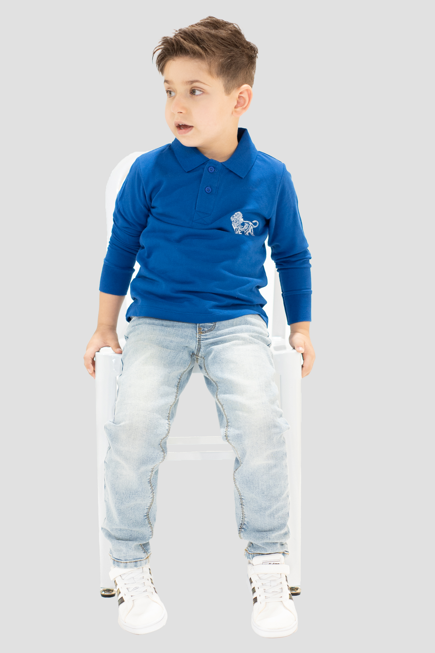 Boys Long Sleeve Polo - Blue