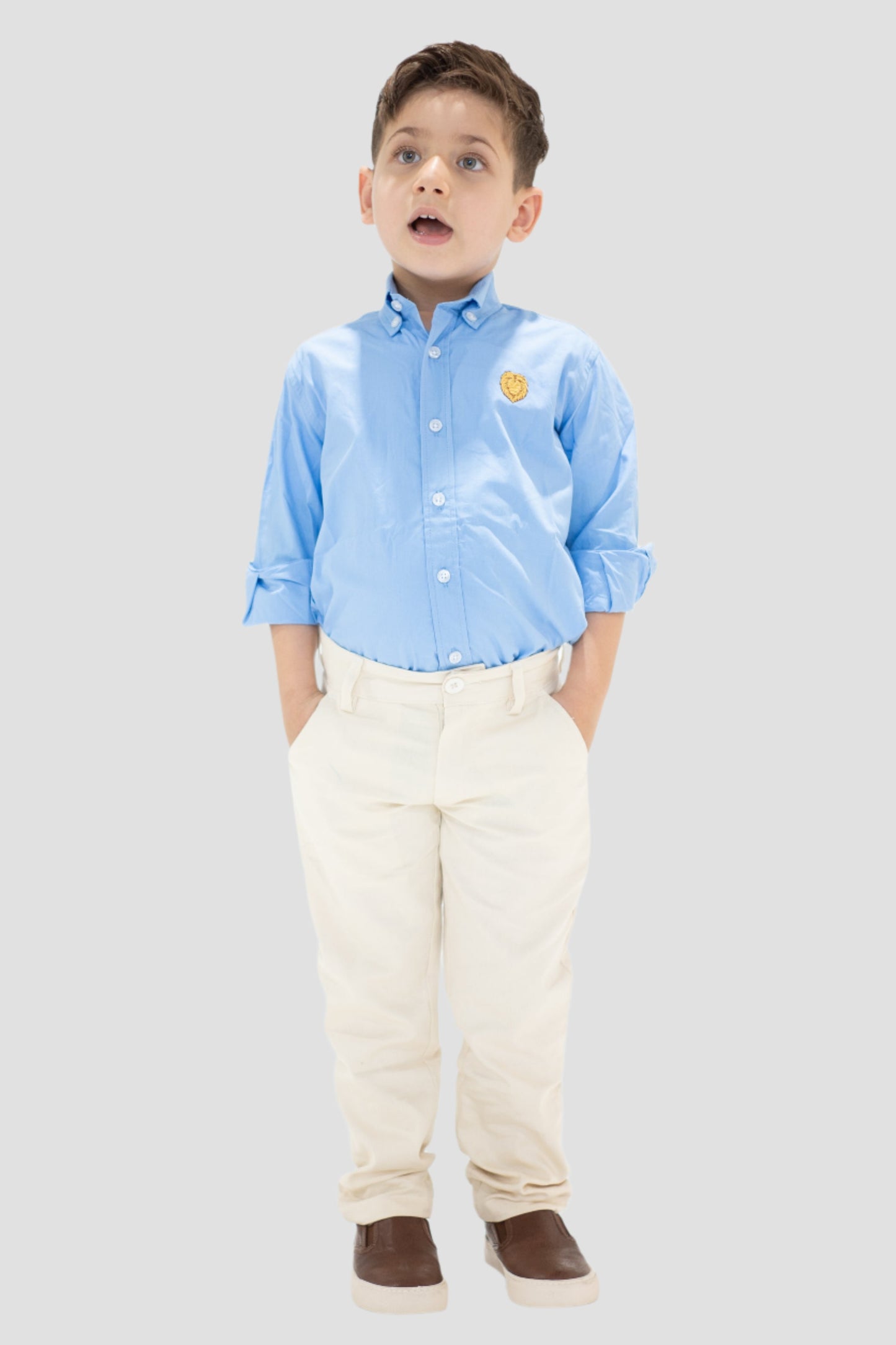 Boy's Classic and Comfy Fit Pants - White Khaki