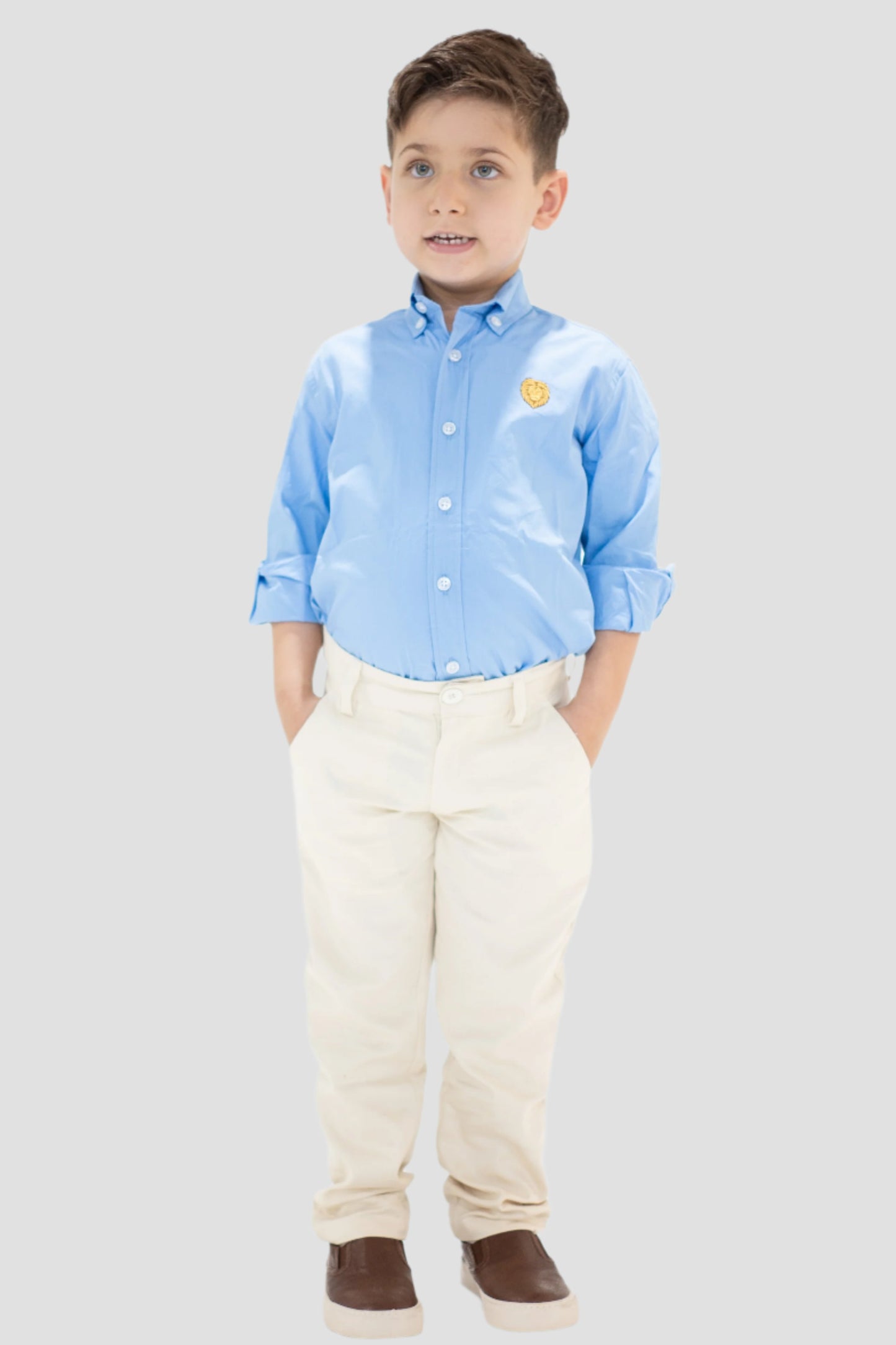 Boy's Classic and Comfy Fit Pants - White Khaki