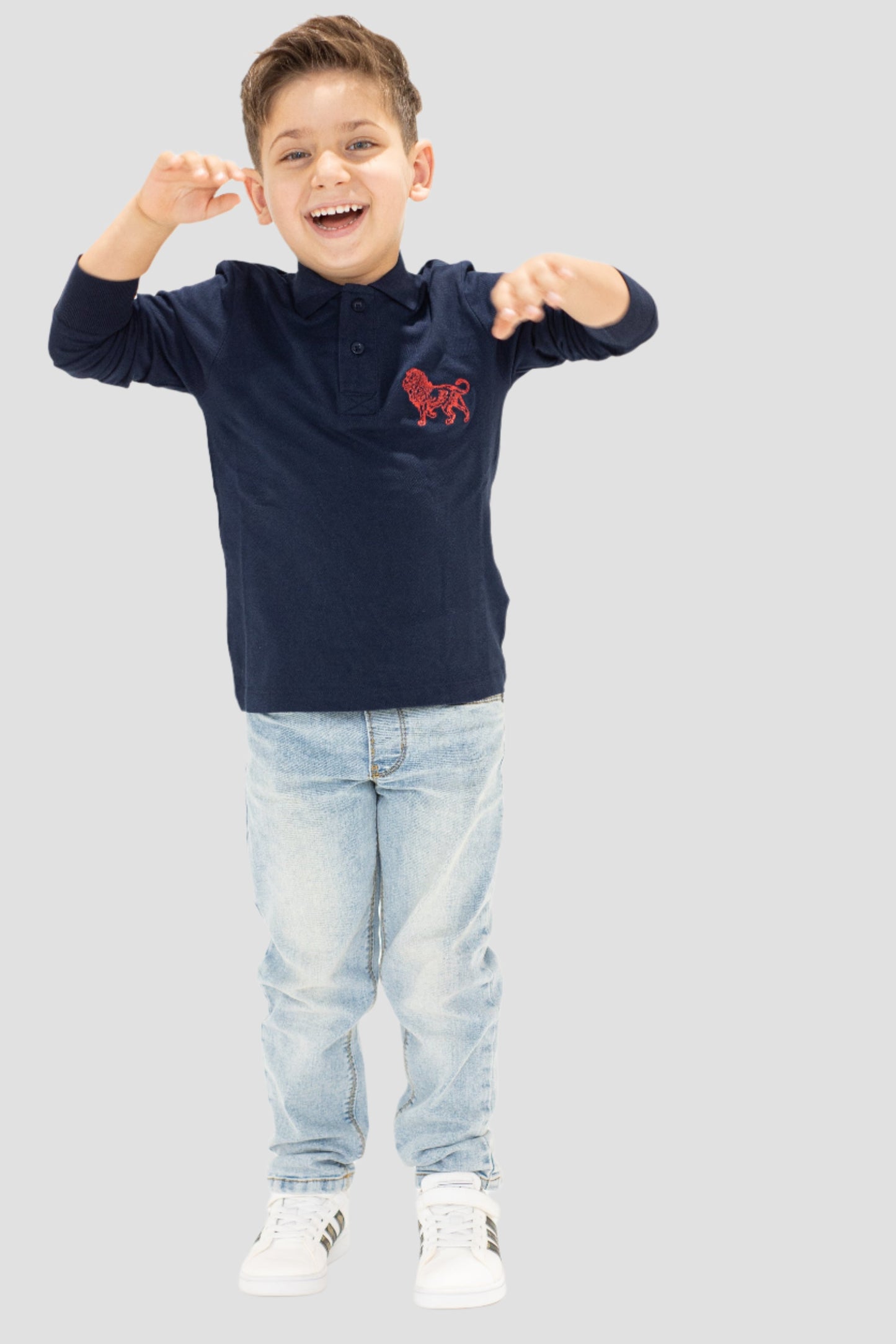 Boys Long Sleeve Polo - Navy