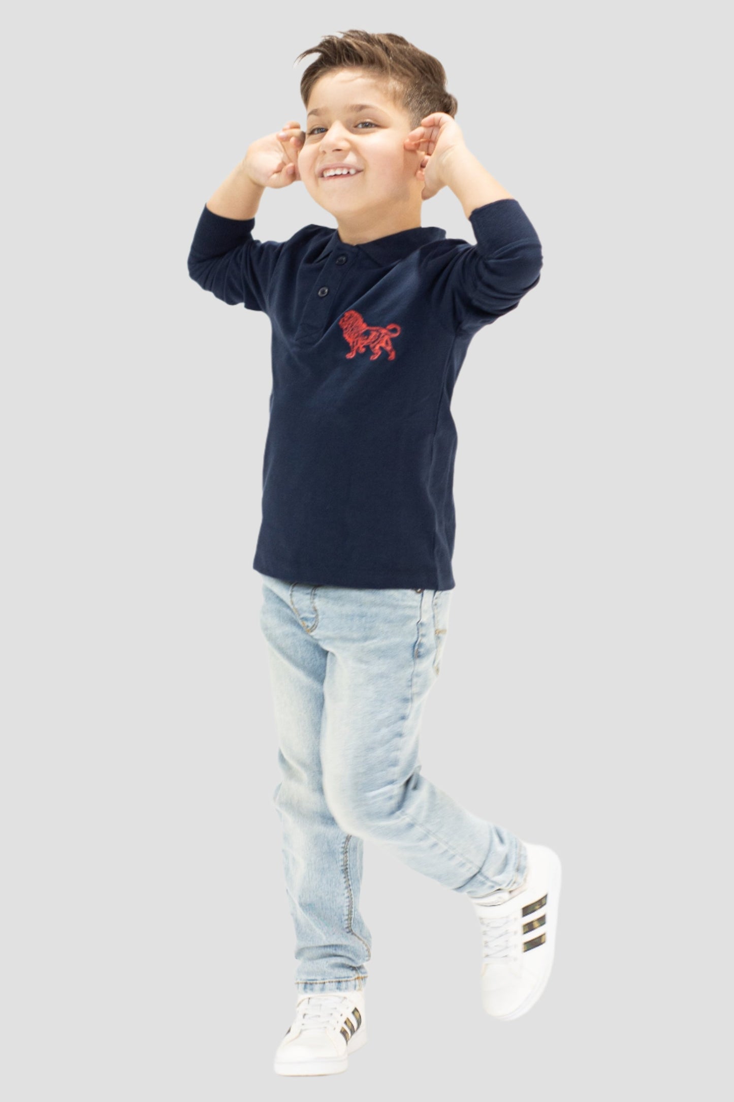 Boys Long Sleeve Polo - Navy